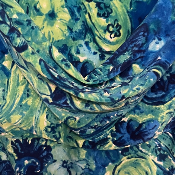 LAUREN by RALPH LAUREN Green/Blue PAISLEY/ FLORAL/WATERCOLOR Dress Size 4 - Picture 8 of 9